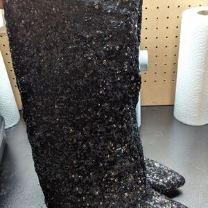Black Sequin Boots
